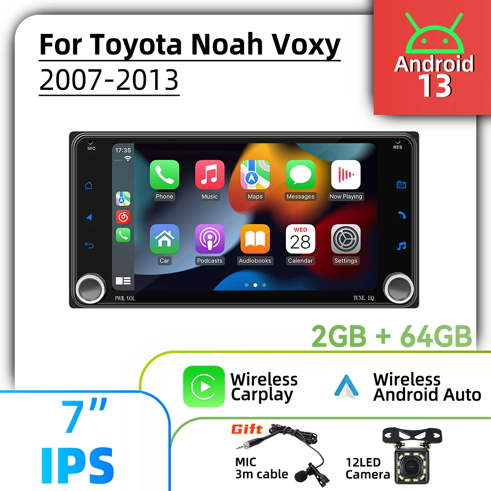 For Toyota Noah Voxy 2007-2013 Wireless Carplay Autoradio 2 Din Android Radio 7