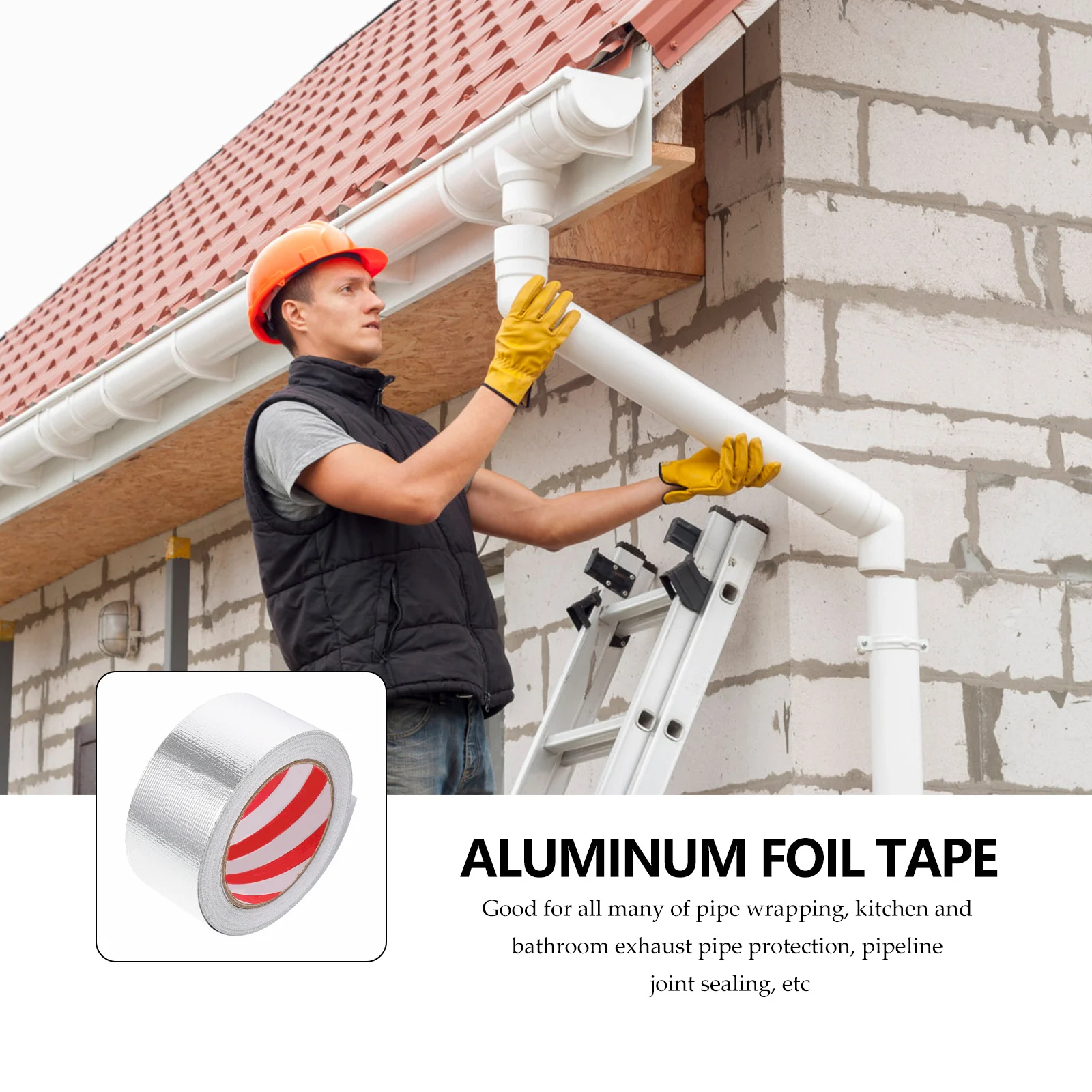 

Aluminum Foil Tape 10M Flame Retardant Heat Resistant Waterproof Adhesive Sealing Tape for Pipe Wrapping Kitchen Bathroom