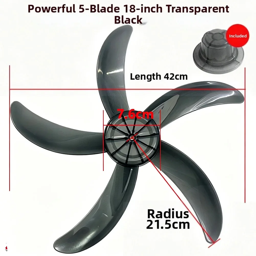 5-Blade Plastic For Fan Blade Replacement Set With Nut Cap For Common Residential Electric For Fan Applications