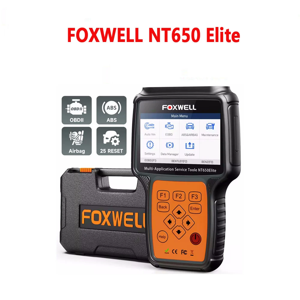 Сканер Foxwell NT650 Elite OBD2 — усовершенствованный диагностический инструмент для SAS/AF/OIL/EPB/BRT/TPS с 26 сбросами и системой