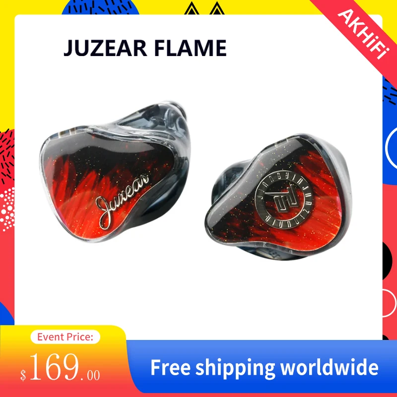 Angelears & JUZEAR FLAME 1DD+4BA In Ear Earphone Monitor Headphone with Detachable Cable IEM Earphone HiFi Stereo Wired Earbuds