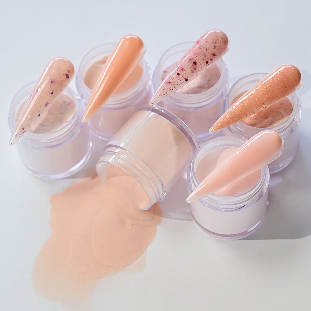 Zestaw pudrów akrylowych 5/6/7 Jar Nude, różowy brokat, neutralny puder akrylowy do dipingu, do przedłużania i modelowania paznokci akrylowych, do francuskiego manicure, pyłek.