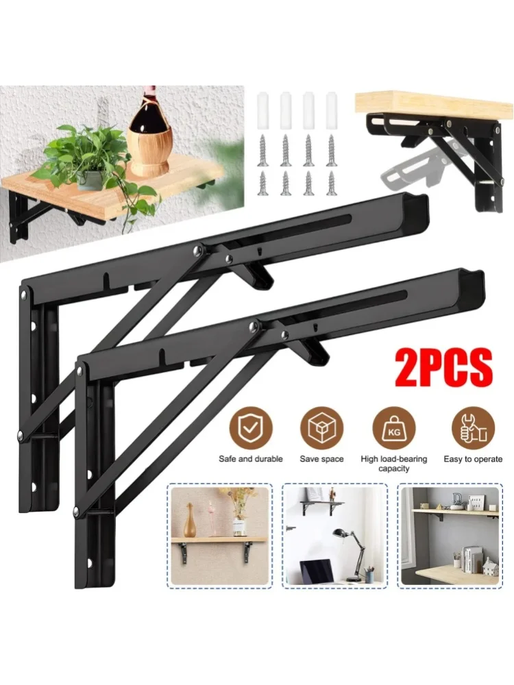 Schwerlast-Regalhalterungen für Wandmontierte Regale im Wohnzimmer, Schlafzimmer, Küche und Garage, Klappbare Halterungen mit Dreieckiger Stützstruktur