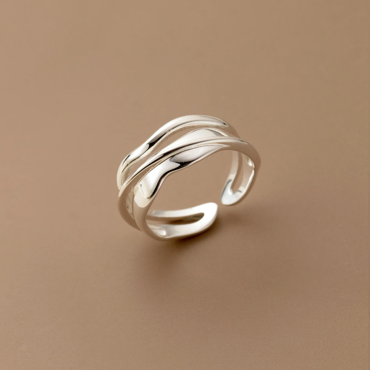 MODIAN – bague ouverte en argent Sterling 925 pour femmes, ligne irrégulière, tendance, taille 6 à 8, Simple, empilable, vague, bijoux fins