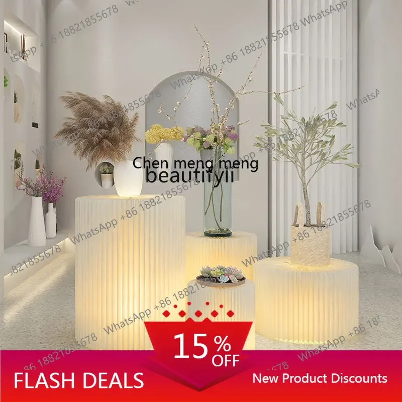 k182z JCommercial Display Stand for Bouquets with Illuminated Roman Column Shelves