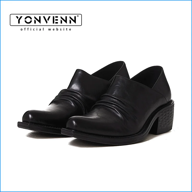 

Мужские кожаные туфли Goodyear с острым носком, темно-авангардные туфли-волшебник на высоком каблуке, официальная одежда, туфли-оксфорды и слипоны в туфлях Mueller