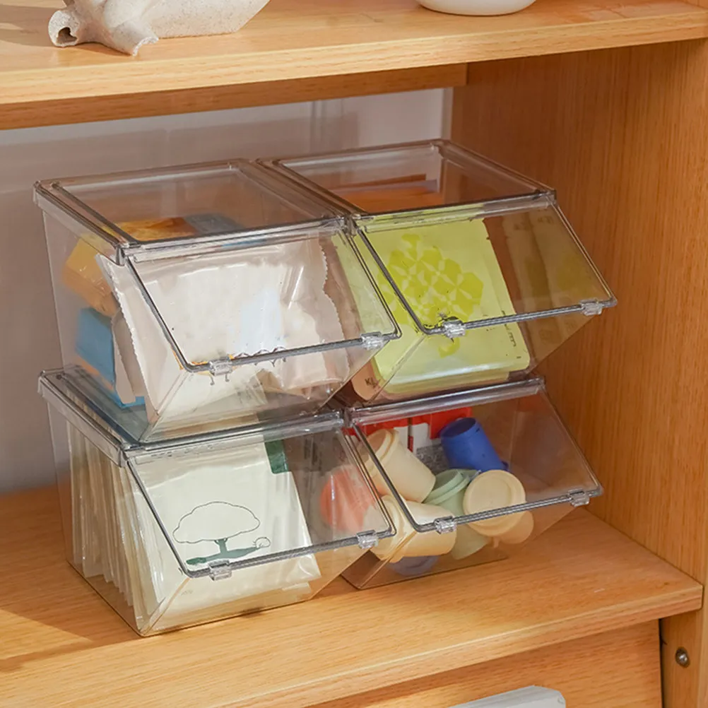 

4Pcs Smooth Acrylic Tea Bag Organizer Box Large Opening Design for Tea Sugar Coffee Packets Home Office Pantry Desktop Storage