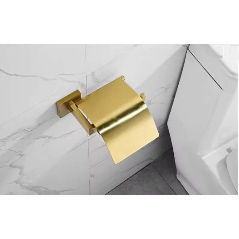 

Brushed gold waterproof paper roll holder modern covered tissue holder