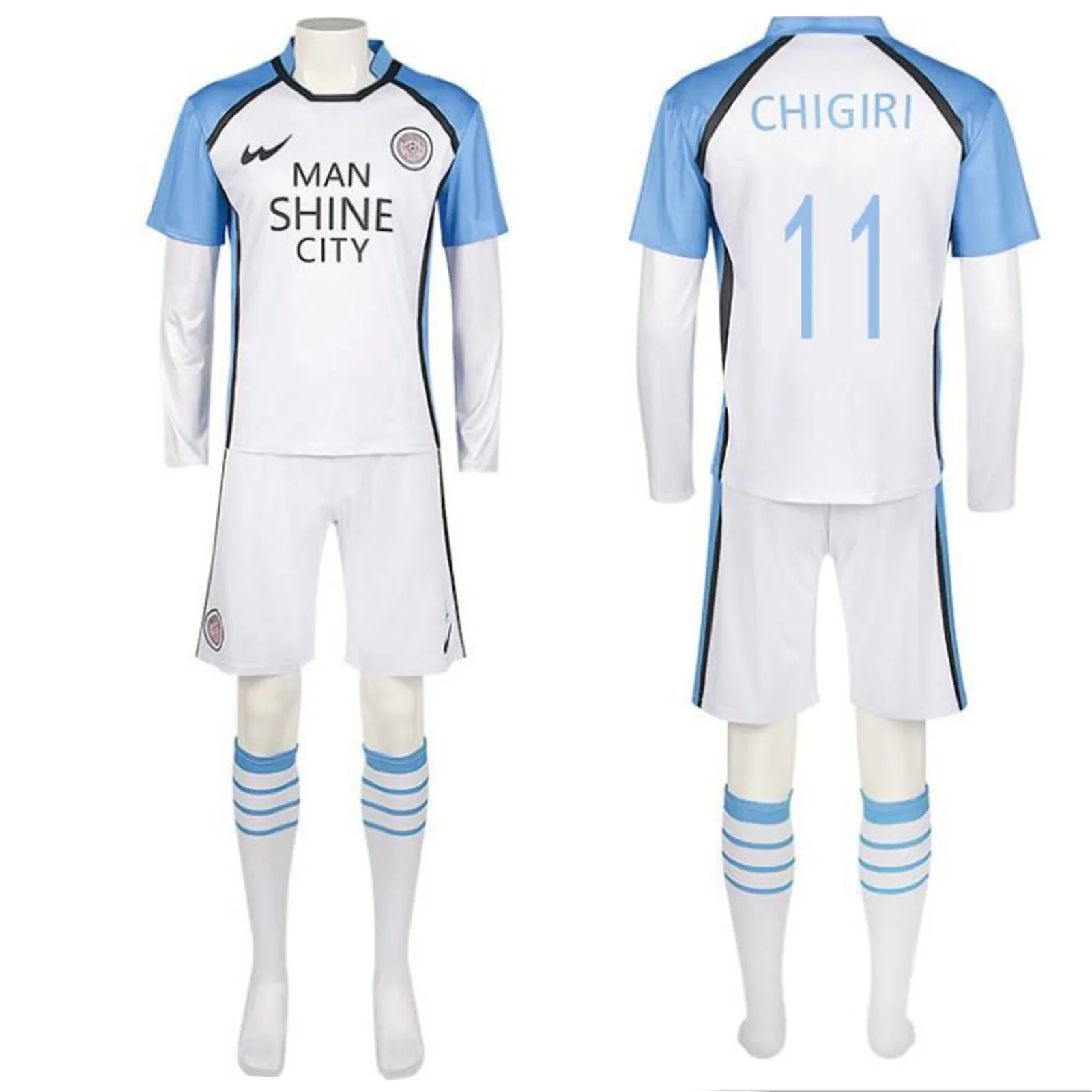 Nagi Seishiro Cosplay Costume Anime Lock Men'S White Ball Uniform Mikage Reo Sportswear With Striped Socks Halloween Set