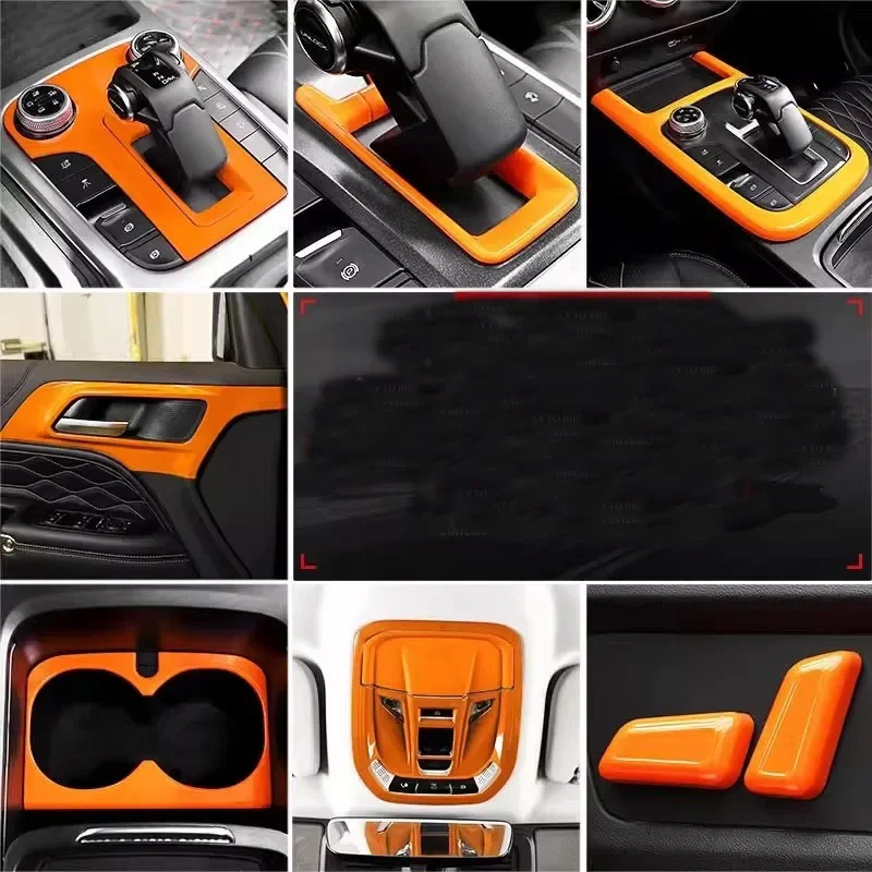 Orange Interior Modification Parts for GWM Tank 300 Central Control Center Gear Cup Holder Car Door Stickers 1pc