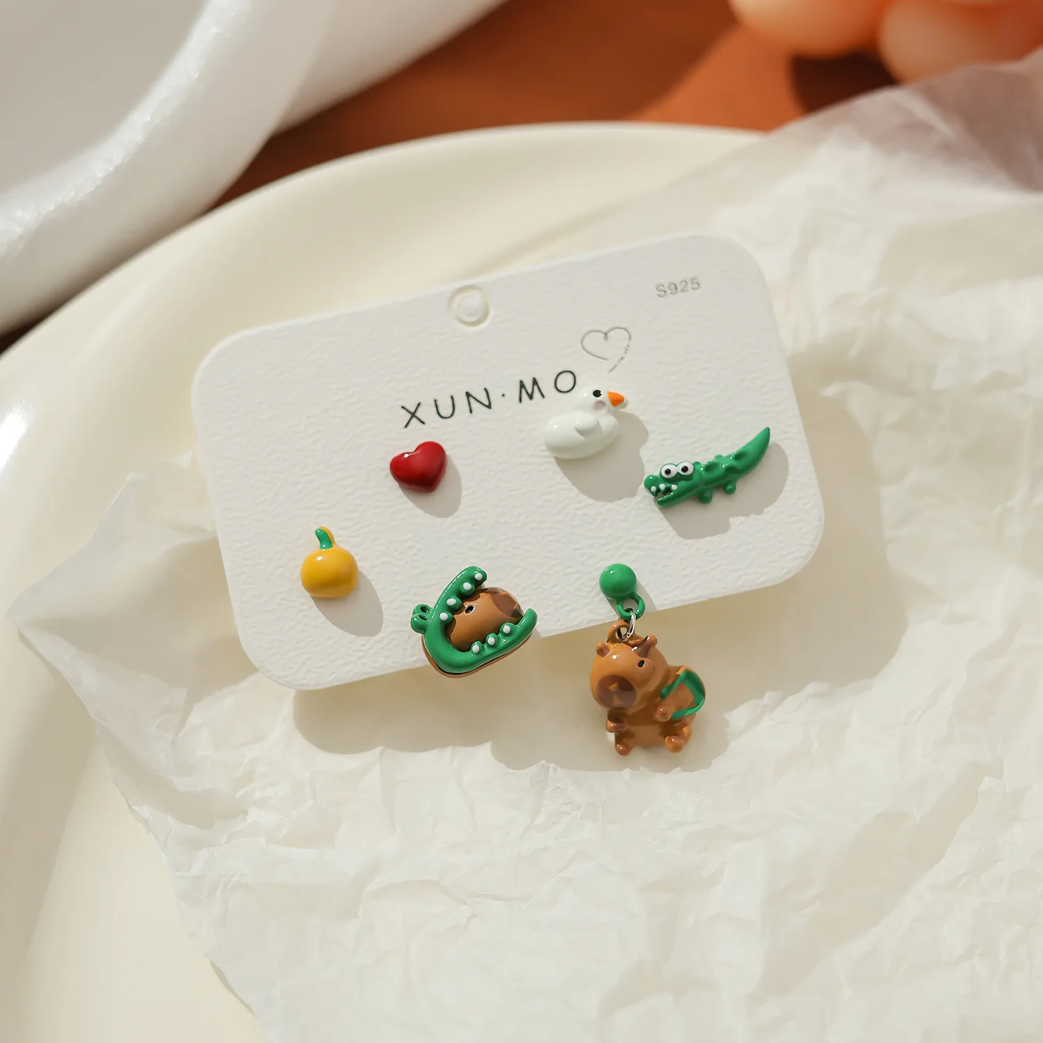 KADRUFI Cute Cartoon Dog Cat Animal Stud Earrings Set for Women Girls Kids Charm Heart Geometric Colored Earring Jewelry Gift