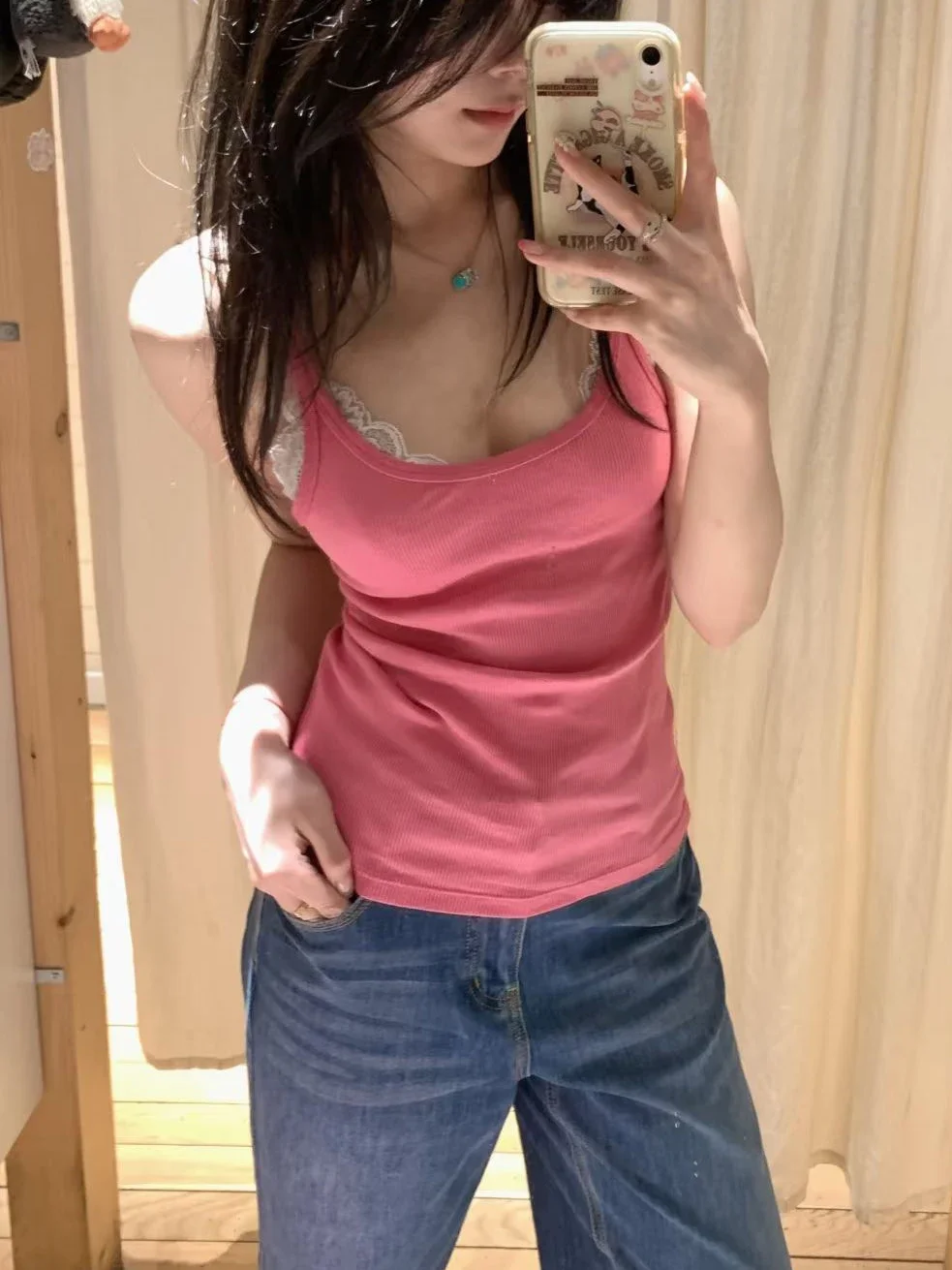 Raspberry Rose Ribbed Tank Top Woman Summer U Collar Cotton Slim Camisole Female Sweet All-match Basic Vest Y2k Tops