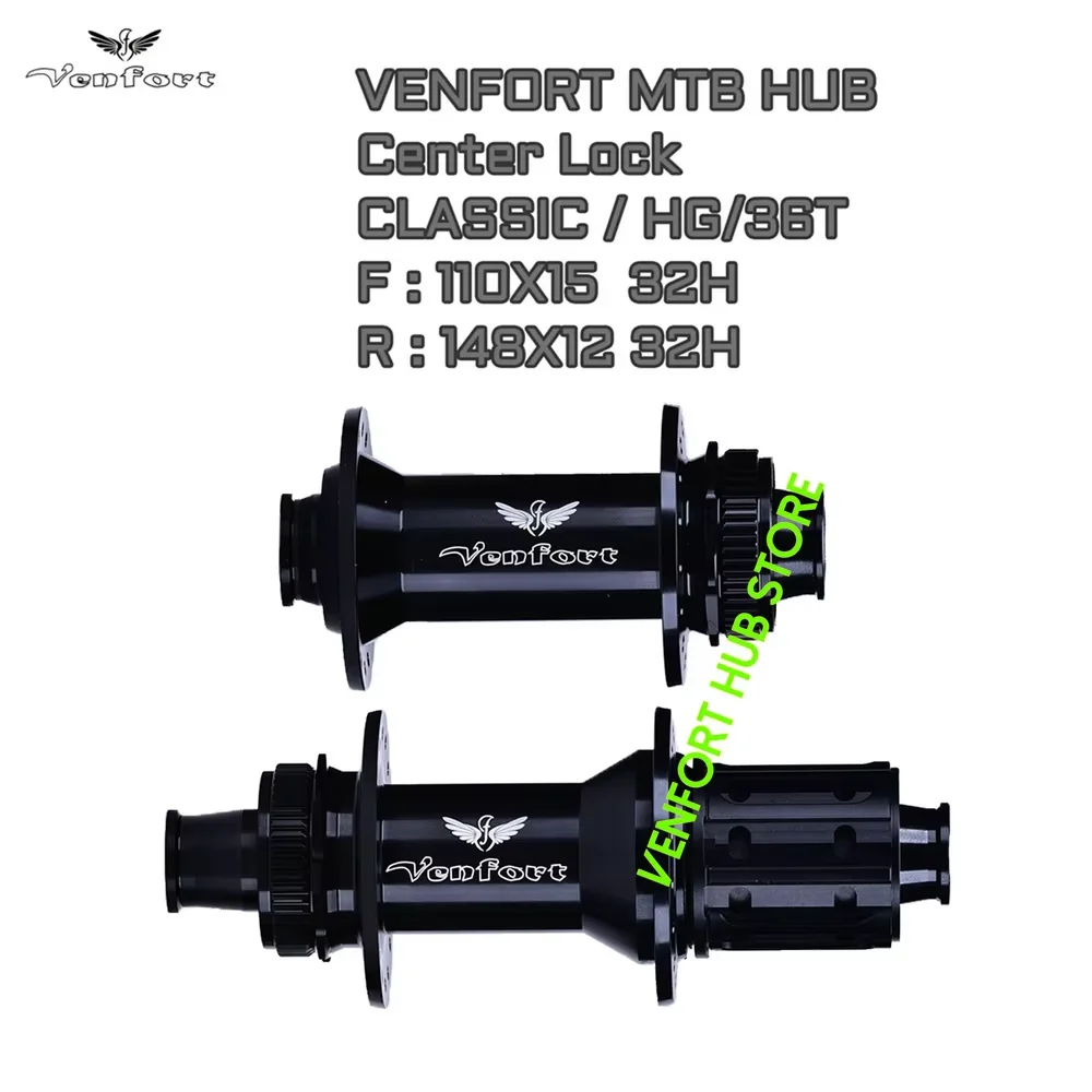 VENFORT 36T Ratchet  2024 NEW Black Bicycle Hub 28H/32H BOOST Thru Axle/Quick Release Version MTB Bike R135X10 F142x12 R148X12