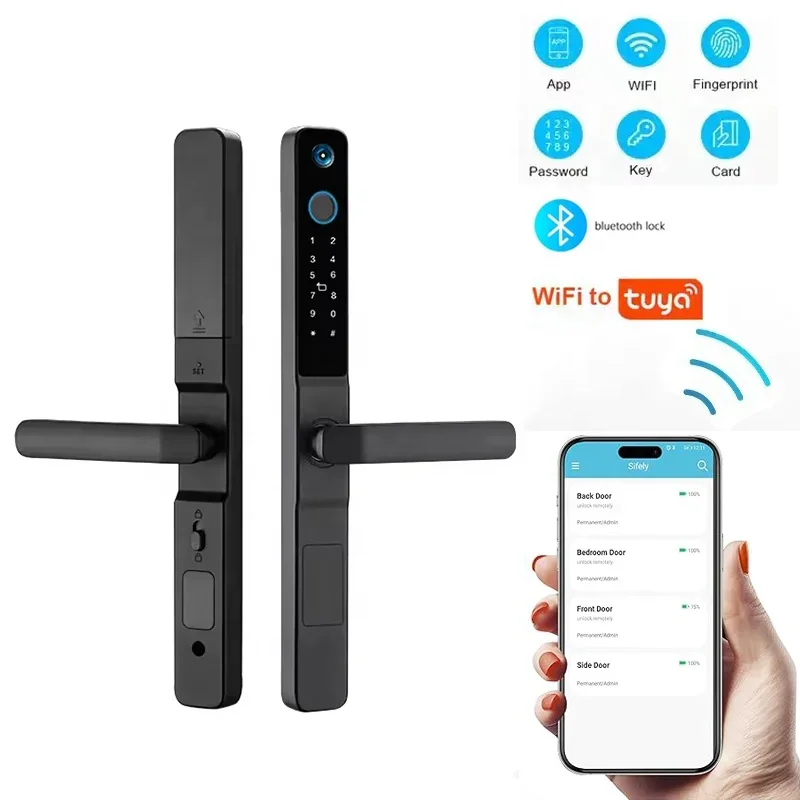 Digital Smart Door Lock Tuya Wifi TT App Remote Unlock Password Biometric Security Waterproof Fingerprint Deadbolt Smart Lock