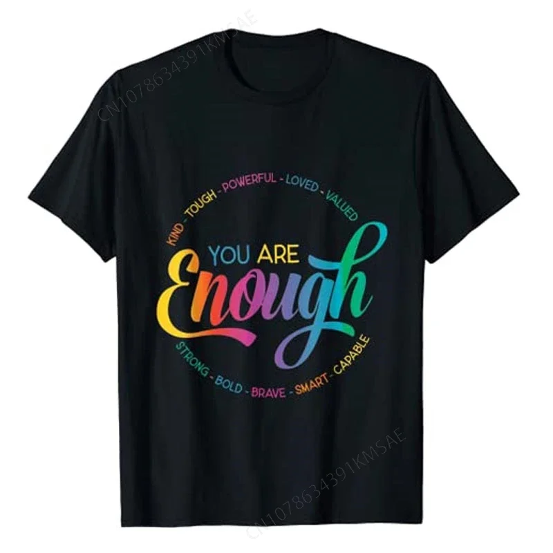 You Are Enough LGBT Pride Month Gay Lesbian Rainbow Ally T-Shirt Lgbtq Graphic Tees Gifts Lesbian, Transsexual, Bisexual Outfits