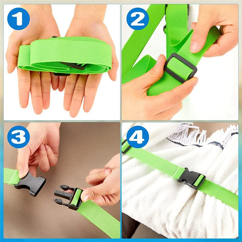 B28C-4 Stuks Strandlaken Clips Bands Elastische Handdoekbanden Stretch Stoelbanden Handdoekhouder Lichtgewicht Winddicht Voor Vakantie