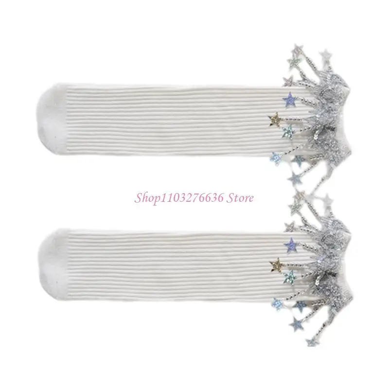 

R6FD Girls Stockings Sweet Thigh Stockings Princess Socks for Little Student Knee Socks Long Socks Fashion Socks