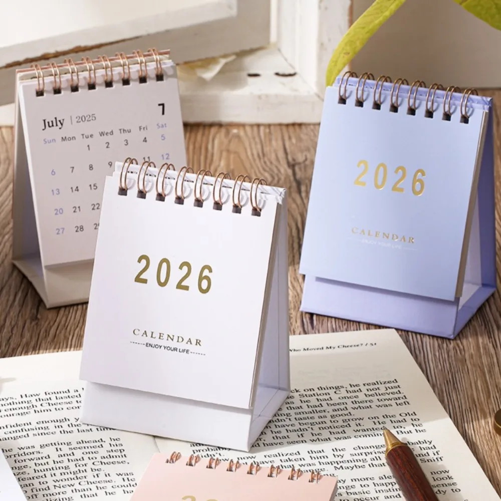 2026 Desk Calendar Mini Portable Simple English Handmade Desktop Decoration Office Daily Record Study Decor Desk Assessories