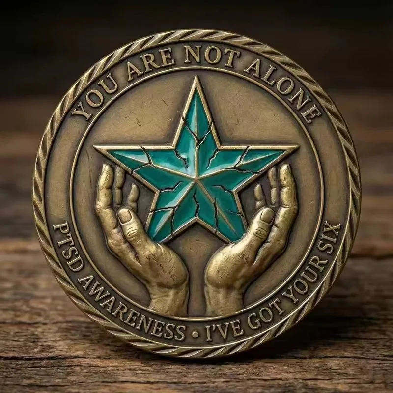 Vintage Bronze PTSD Awareness Coin 