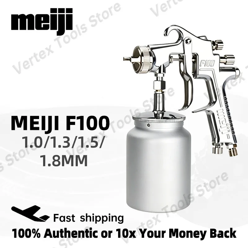 Meiji F100 Paint Spray Gun Professional Industrial Suction Feed Air Brush for Car Furniture Helmet Leather Topcoat Painting