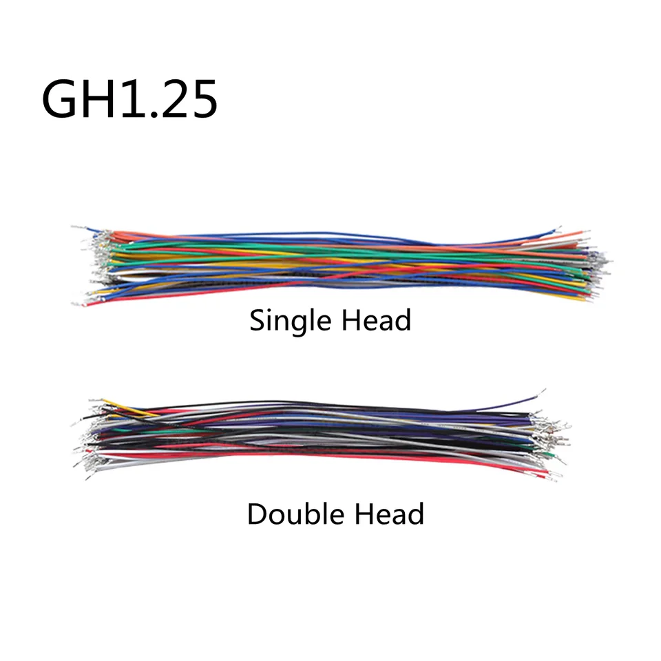 100 Piezas SH/JST/ZH/PH/XH 1.0/1.25/1.5/2.0/2.54mm Terminal de Crimpado de Cabeza Simple/Doble Cable Electrónico de PVC 10/20/30cm Sin Carcasa 2