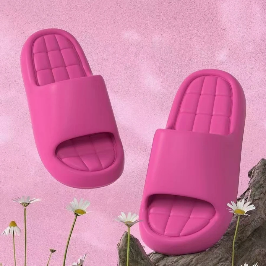 

Fashion Lightweight Women's Slippers Bathroom Non-slip Thick Soft Sole Summer Indoor Simple Comfy Beach Casual Home Couple Shoes