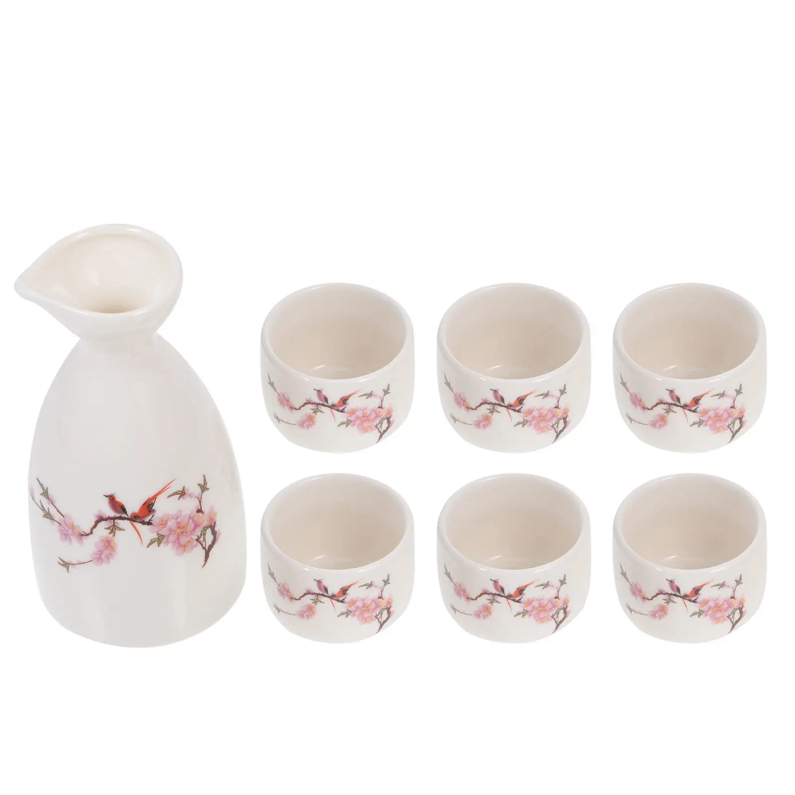 Japanese Style Ceramic Sake Pot and Cup Set for Home Bar, Restaurant, or Private Gathering