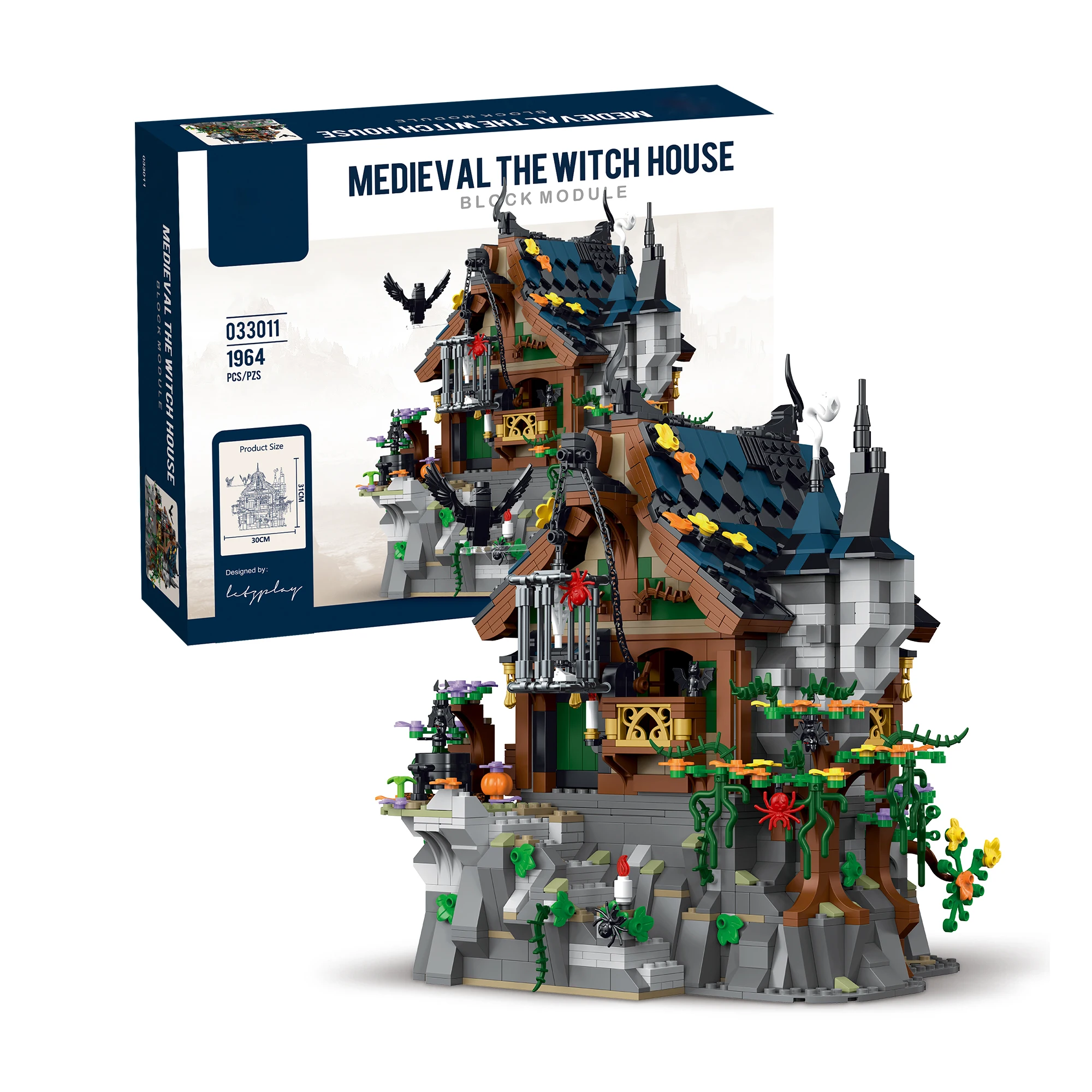 1964 PCS middeleeuwse tovenaarshut magisch kasteel assemblagespeelgoed, huismodel bouwstenen straatscène serie, kinderspeelgoed cadeau