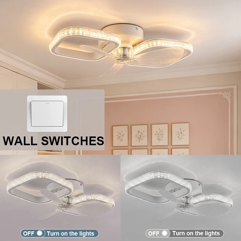 Smart LED Ceiling Fan Energy Efficient with Remote Control 3 Speed Options 2/4H Timer for Living Room Bedroom