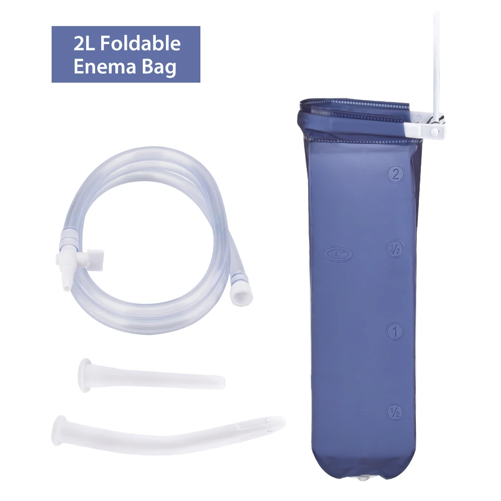 Silicone 2L Enema Bucket Non-Toxic Kit Irrigator Anal Vaginal Douche Water Colon Cleansing Detox Enema Bag for Women