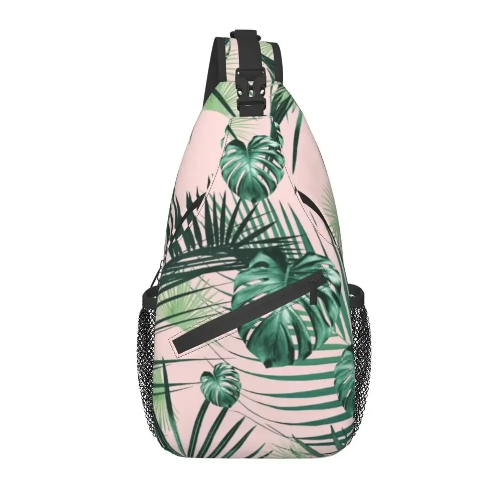 

Tropical Jungle Leaves Garden Sling Bag Men Fashion Botanical Plant Shoulder Chest Crossbody Backpack Cycling Camping Daypack