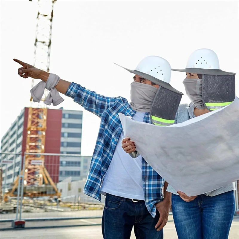 

WHYY-2 Pcs Full Brim Sun Protective Hard Hat With Mesh Neck Shield And High Visibility, Includes Neck Gaiter Bandana Face Scarf