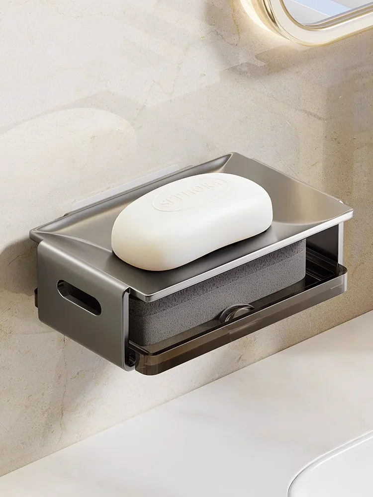 

Perforation-free soap box looks good on the wall-mounted space aluminium bathroom sink drain box bathroom toilet soap.