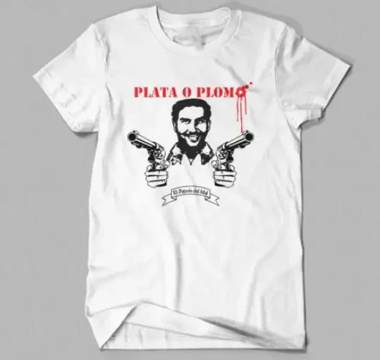 King Of Coke Pablo Escobar Men's T Shirt Hip Hop Camisetas Tee Shirt Joaquin Guzman El Chapo Plus Size vintage