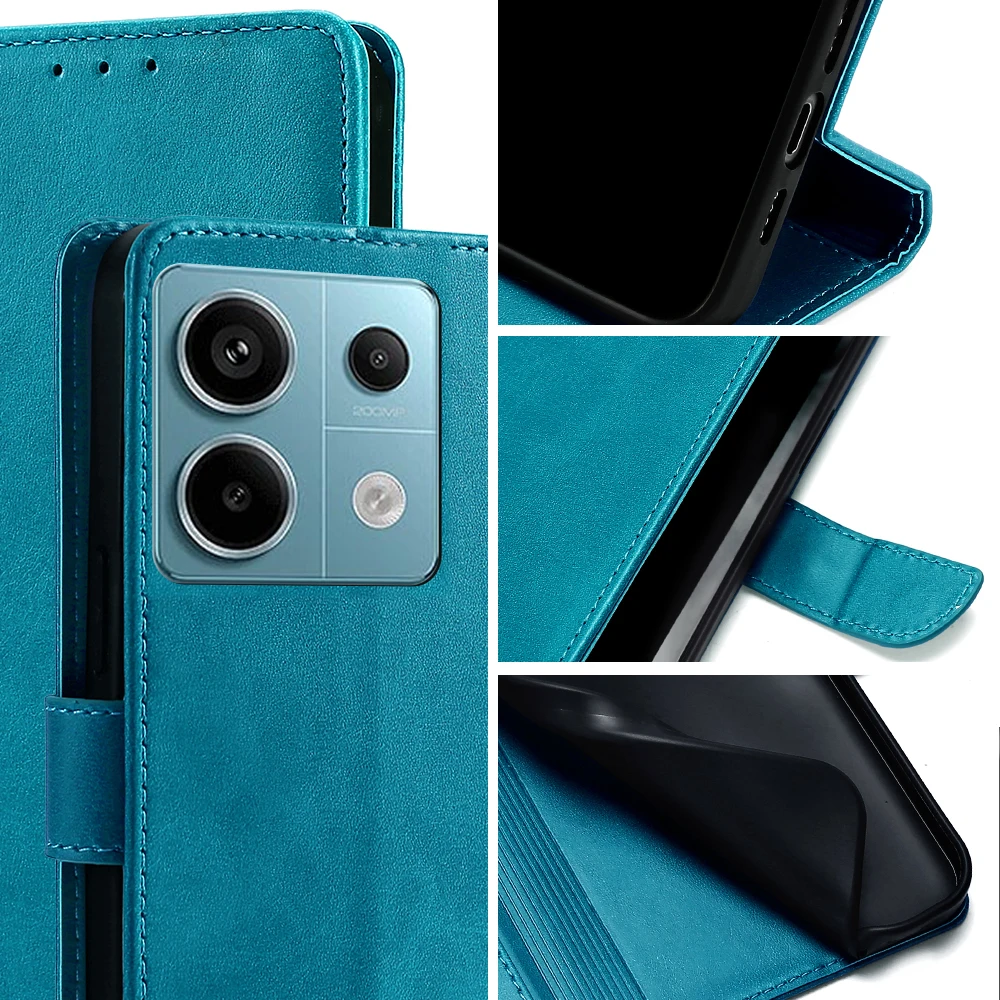 Poco X6 Pro Wallet Case Leather Flip Phone Case for Xiaomi Poco X6 X5 X4 X3 Pro 5G GT NFC Magnet Buckle Case with Card Slots