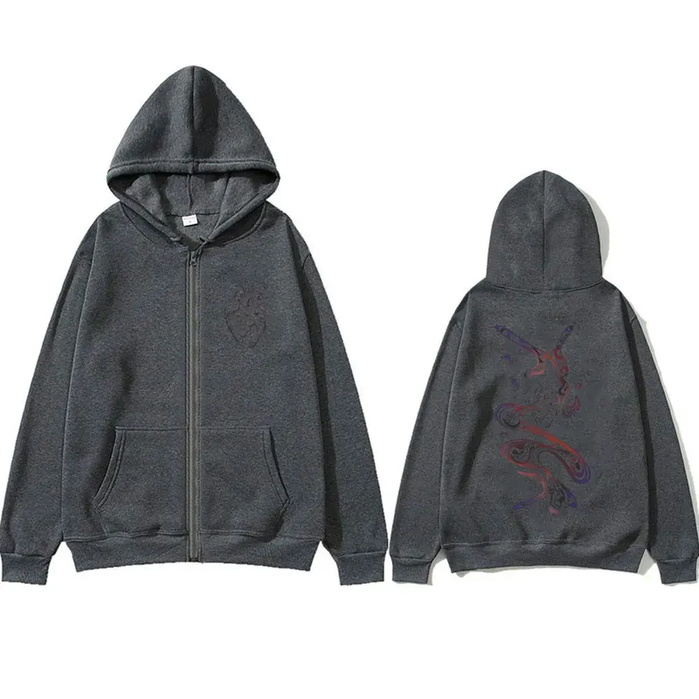 Anime The Summer Hikaru Died Hikaru Yoshiki Heart Merch Zipper Hoodie Men Women Fleece Cotton Zip Up Jacket Cosplay Streetwear