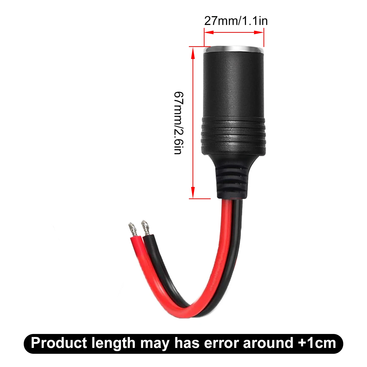 1PC 16AWG Replacement Car Lighter Socket Female Plug to Tinned Terminal 6in for Vehicle Charger