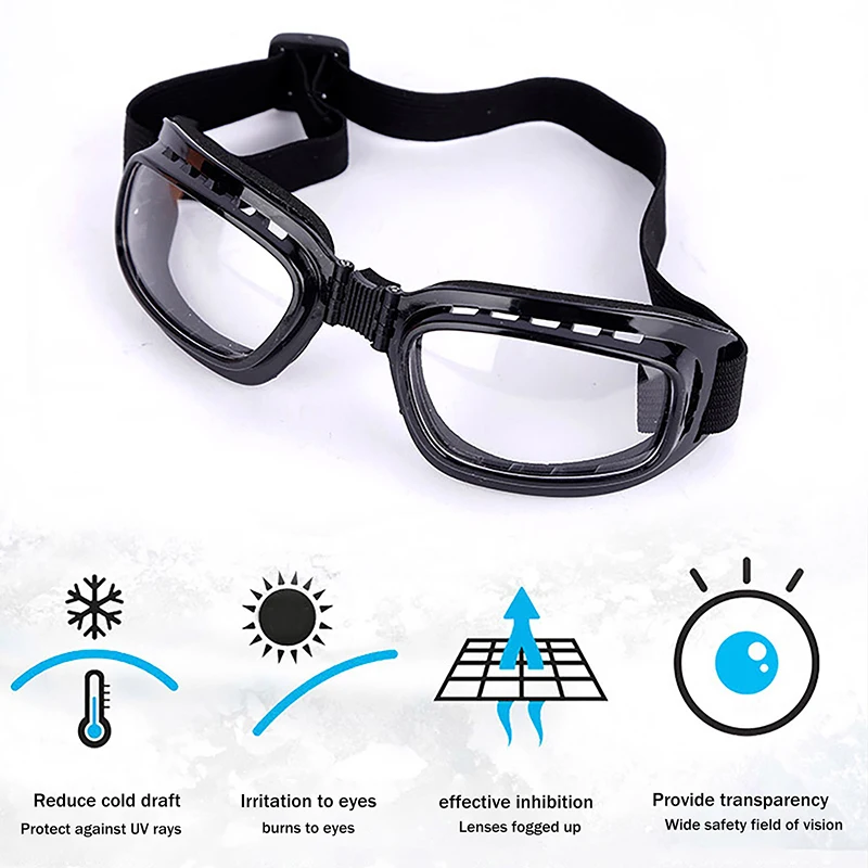 Anti-Fog Safety Goggles, Windproof Motorcycle Glasses for Skiing, Cycling & Off-Road, with Folding Frame