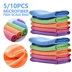 5/10Pcs Microfibre Dish Towels Super Absorbable Cleaning Towel Reusable Kitchen Household Anti-grease Wiping Fish Scale Rags