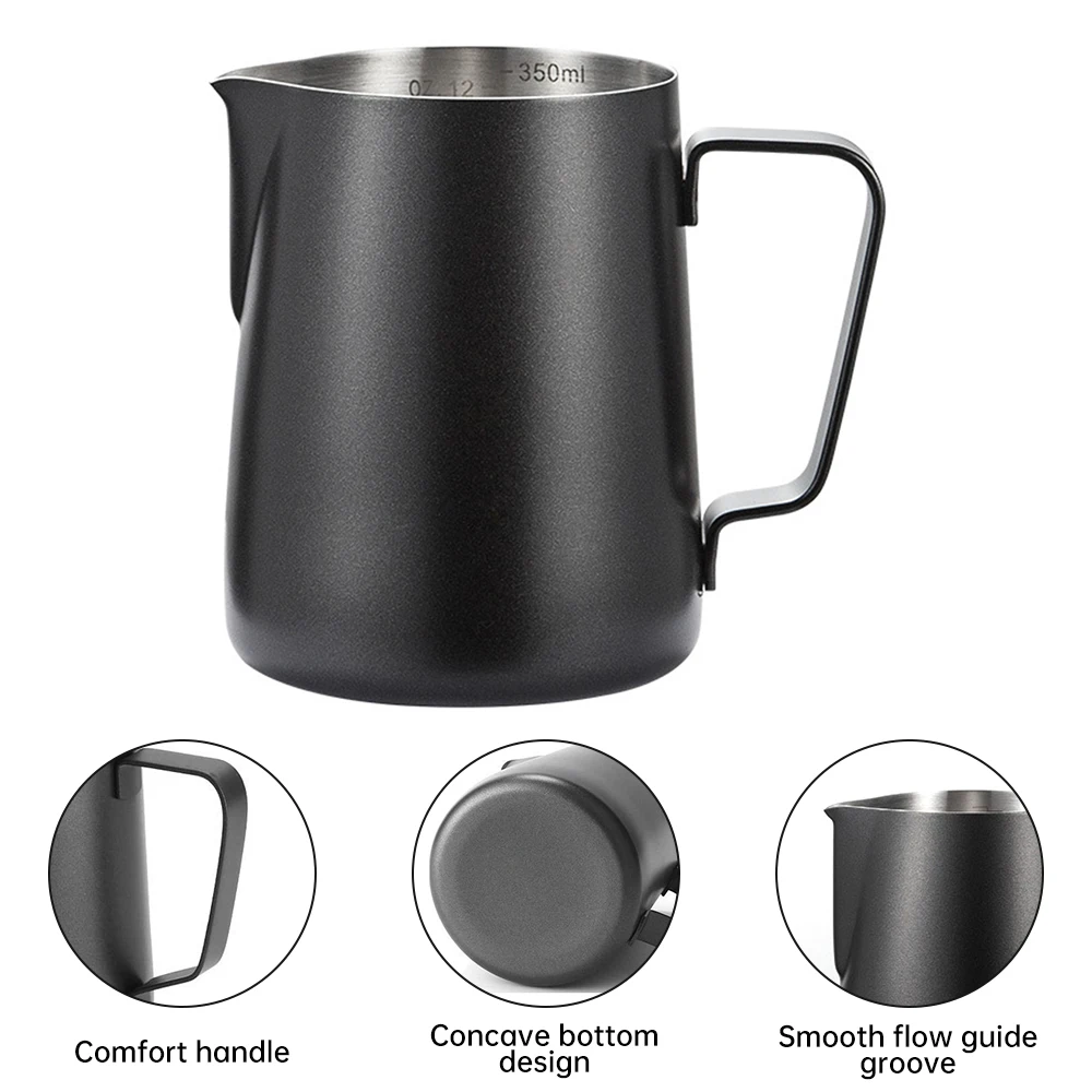 350ML Coffee Milk Frothing Pitcher with Scale Latte Stainless Steel Pour Over Coffee Kettle Espresso Steaming Milk Frothing Cup