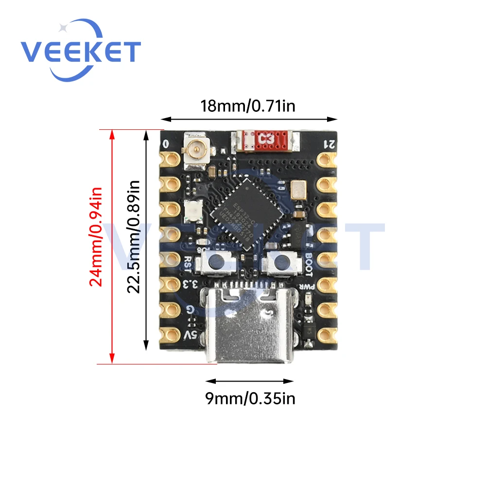 ESP32-C3 Entwicklungsboard ESP32 Super Mini Entwicklungsboard Wifi Bluetooth Entwicklungsboard 32-Bit unterstützt Antenne RGB