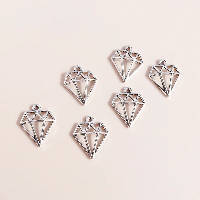 Leslie 50pcs 16x19mm Simple Hollow Gemstone Shaped Charms Pendants for Bracelet Necklace Earrings DIY Jewelry Making Findings