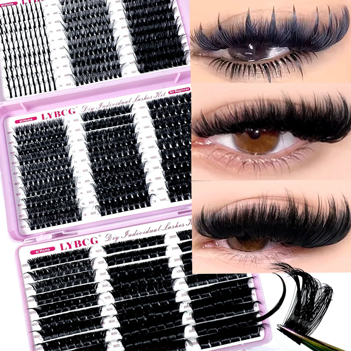 30D-200D Thick Long 10-18mm Volume Cluster Eyelash Extensions 780Pcs Wispy Individual Lashes D Curl Clusters Soft False Eyelashe