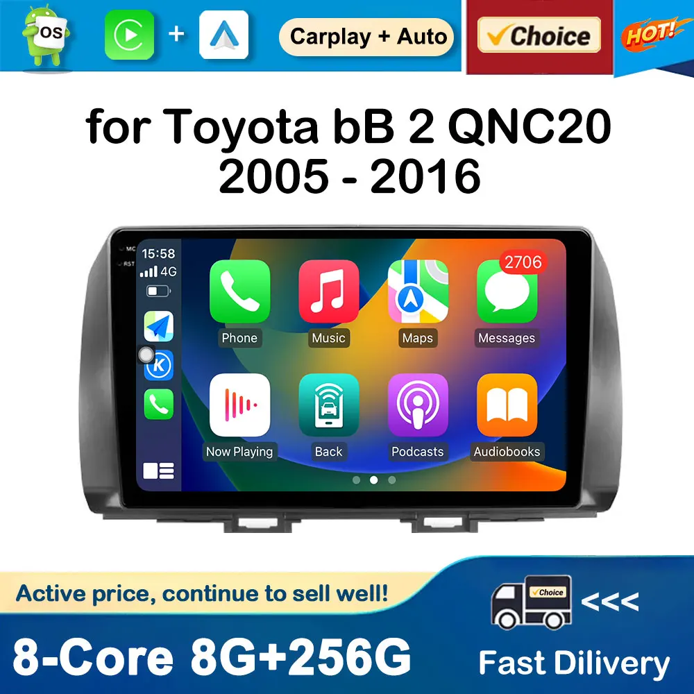 

9 inch Android System GPS Navi for Toyota bB 2 QNC20 2005 - 2016 Car Radio Multimedia Player WiFi Auto Tools Carplay DSP Stereo