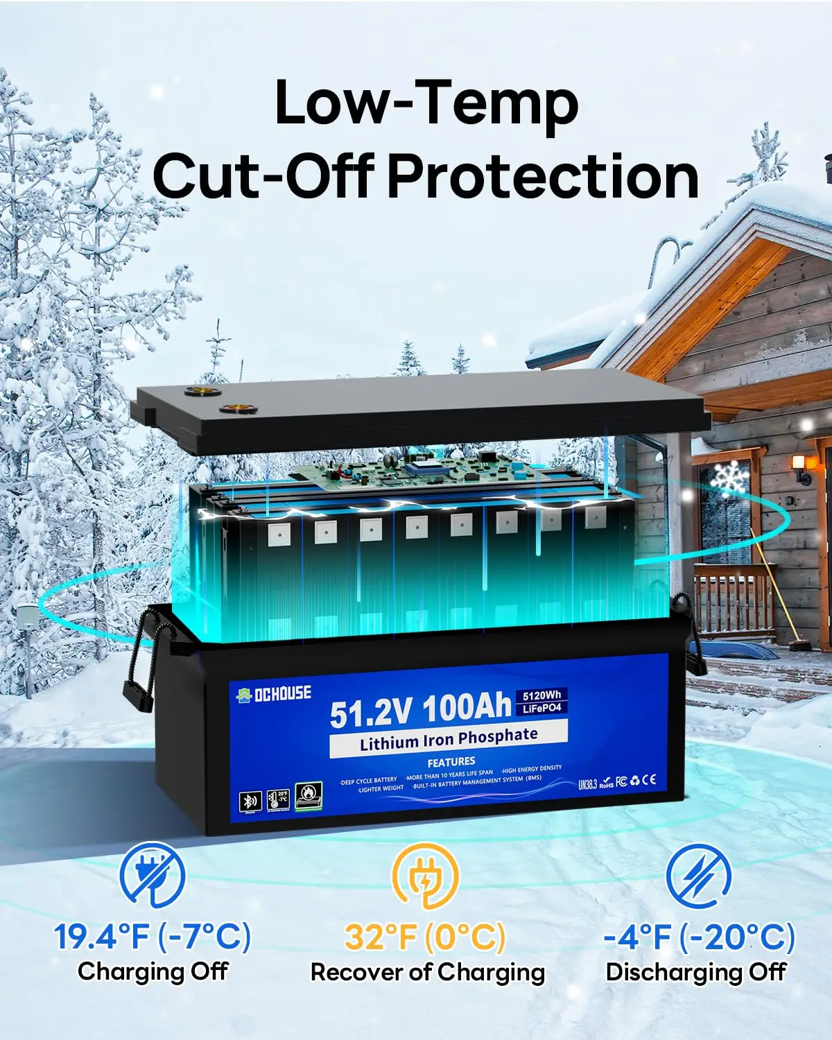 48V 100Ah Lithium Golf Cart Battery w/Switch, Lifepo4 Battery with 48V 18A Lithium Batteries Charger, Smart 200A, Customized view 6