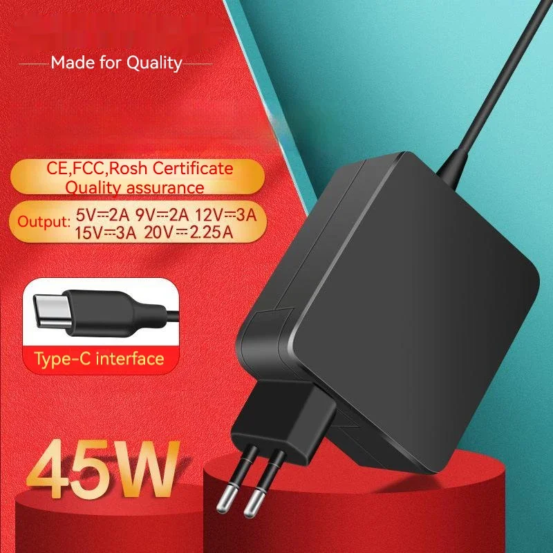 

20V 2.25A 45W Type-C Laptop AC Adapter Charger for Lenovo T480 T480S T490S,T570,T470S,X270 X570 E485 E585 T590 T580S V330-14ISK