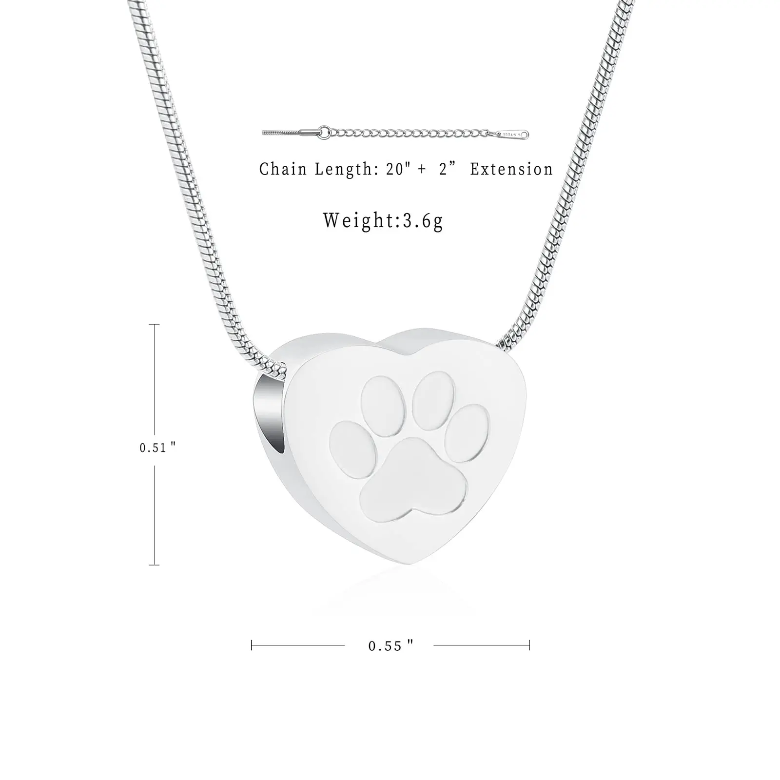 Cremation Jewelry for Ashes for Women Paw Print Small Heart Pendant Keepsake Memorial Urn Necklace Human Pets Ash Holder