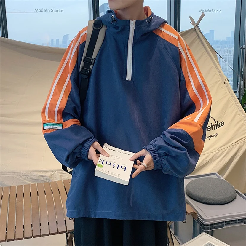 

Мужская куртка оверсайз с капюшоном на молнии, свободного кроя, весенне-осенняя, модная, функциональная, спортивная, ветрозащитная, молодежная, популярная