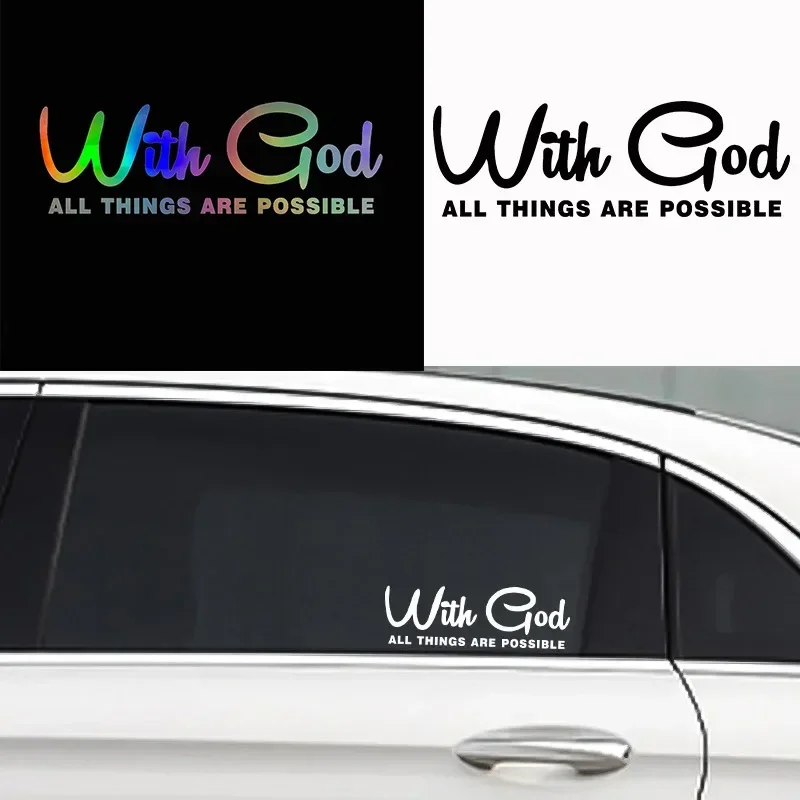 18x6cm With God All Things Are Possible Car Sticker Auto Body Bumper Windows Motorcycle Laptop Walls Vinyl Decal Car Accessories