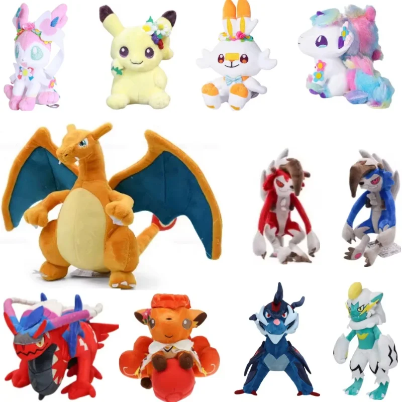 

Лидер продаж, плюшевая игрушка Pokemon, аэроктиль Vulpix Scorbunny Charizard, блестящая Зерара, подходит для детских подарков на день рождения